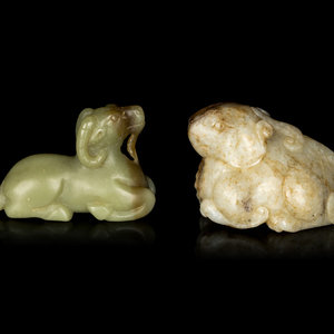 Appraisal: A Chinese Celadon Jade Figure of a Ram and A