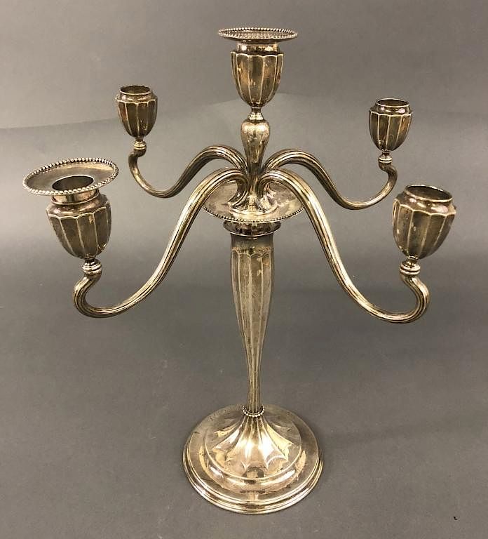 Appraisal: Tiffany Co Sterling Silver Candelabra Tiffany Co sterling silver candelabra