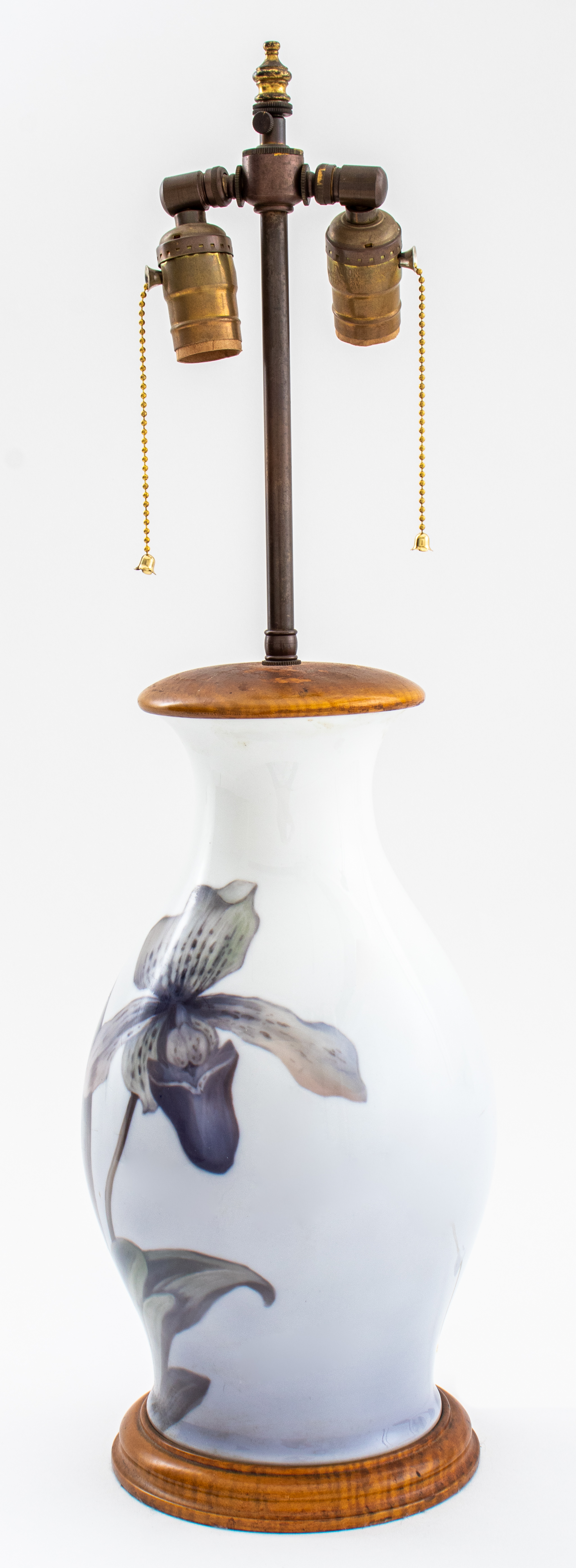 Appraisal: ROYAL COPENHAGEN ORCHID VASE MOUNTED AS A LAMP Royal Copenhagen