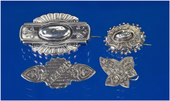 Appraisal: Collection Of Silver Brooches Victorian- 's Comprising An Engraved Mizpah