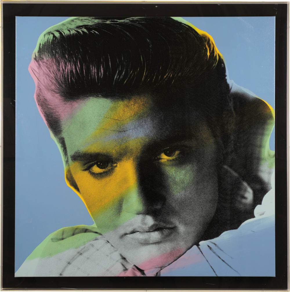 Appraisal: STEVE KAUFMAN - ELVIS I BLUE color screenprint on canvas