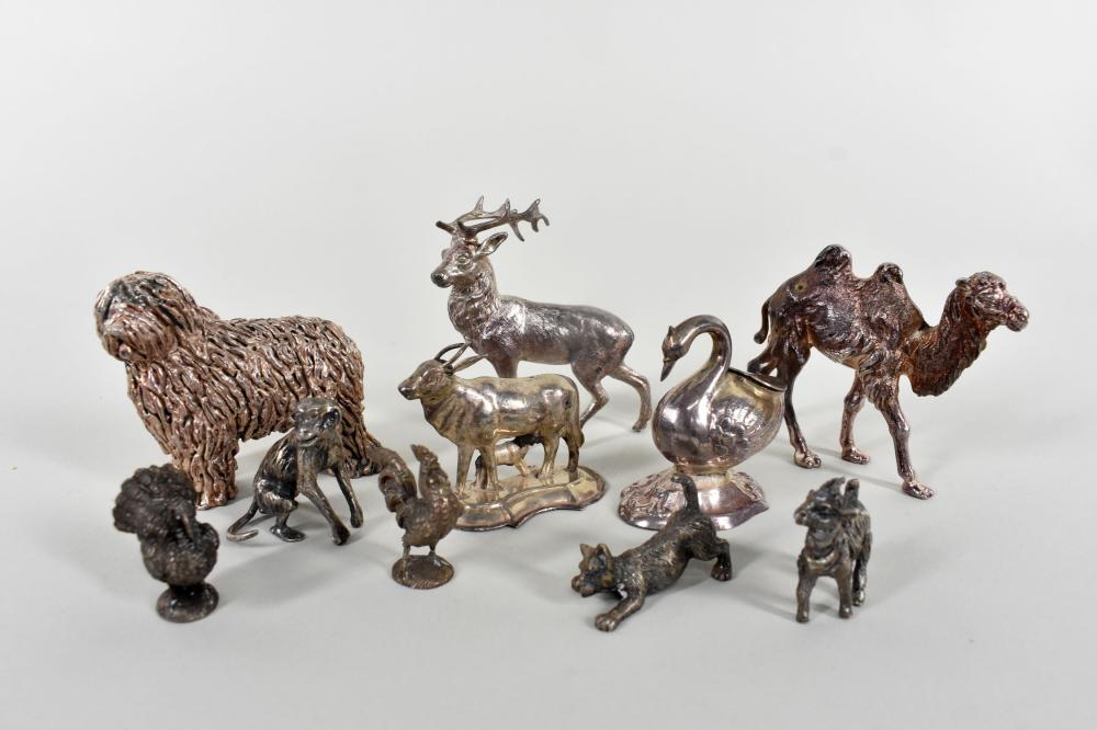 Appraisal: GROUP OF MINIATURE SILVER SILVERPLATE ANIMALS