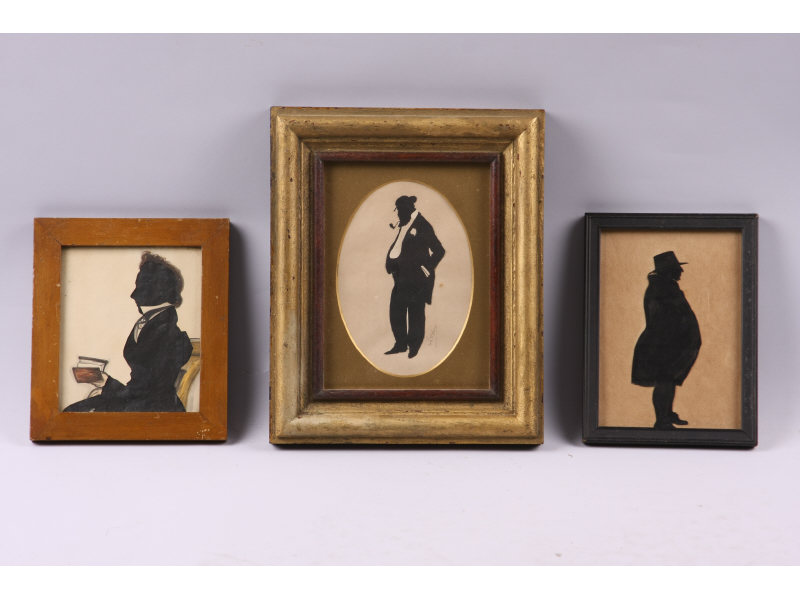 Appraisal: Three Silhouettes th c the first a cut silhouette of