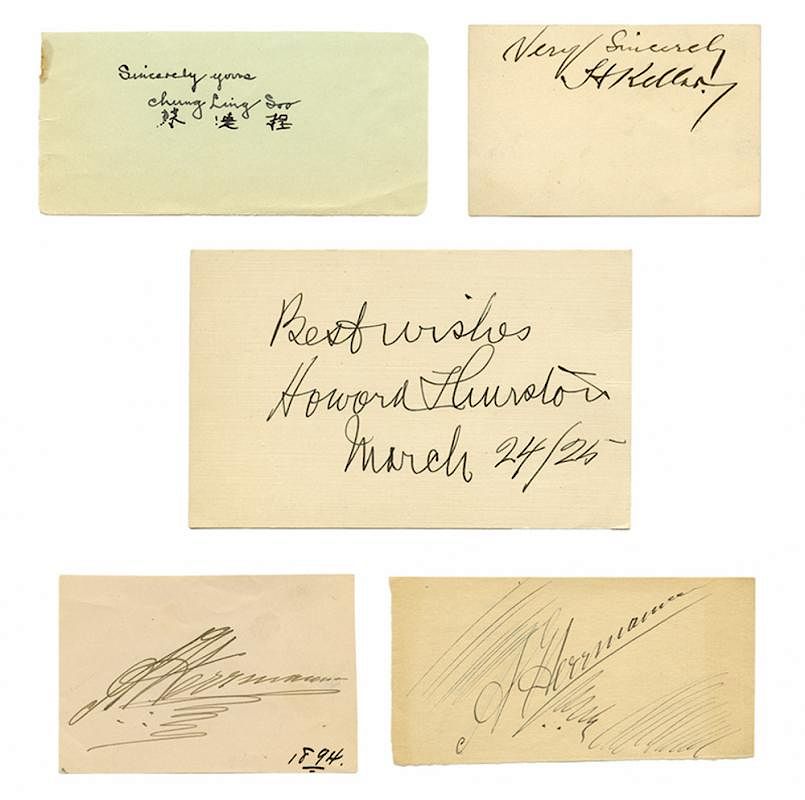 Appraisal: Lot of Five Cut Signatures of Famous Magicians Autographs Lot