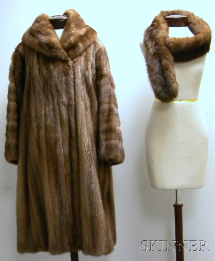 Appraisal: Full-length Kakas Fur Coat with Detachable Collar Newbury Street Boston