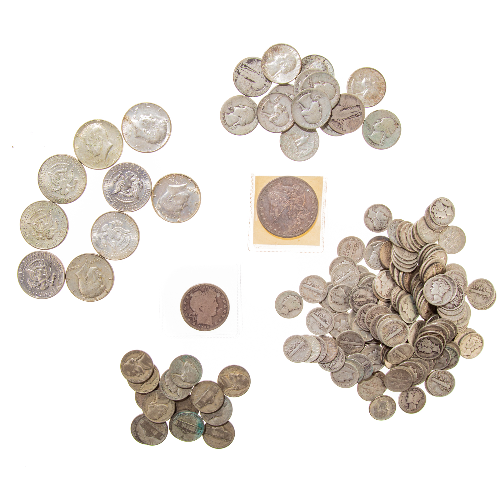 Appraisal: FAMILY SILVER COIN COLLECTION Mercury Dimes Roosevelt Dimes Silver Quarters