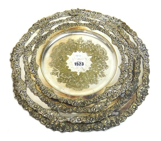 Appraisal: A set of four plated shaped circular salvers graduating in