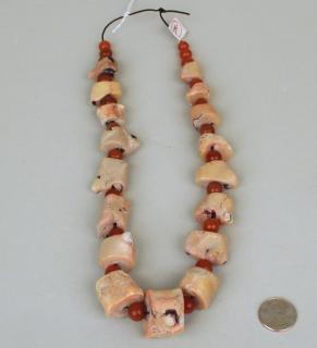 Appraisal: Chinese Fossilized Coral Amber Bead Necklace Chinese fossilized coral and