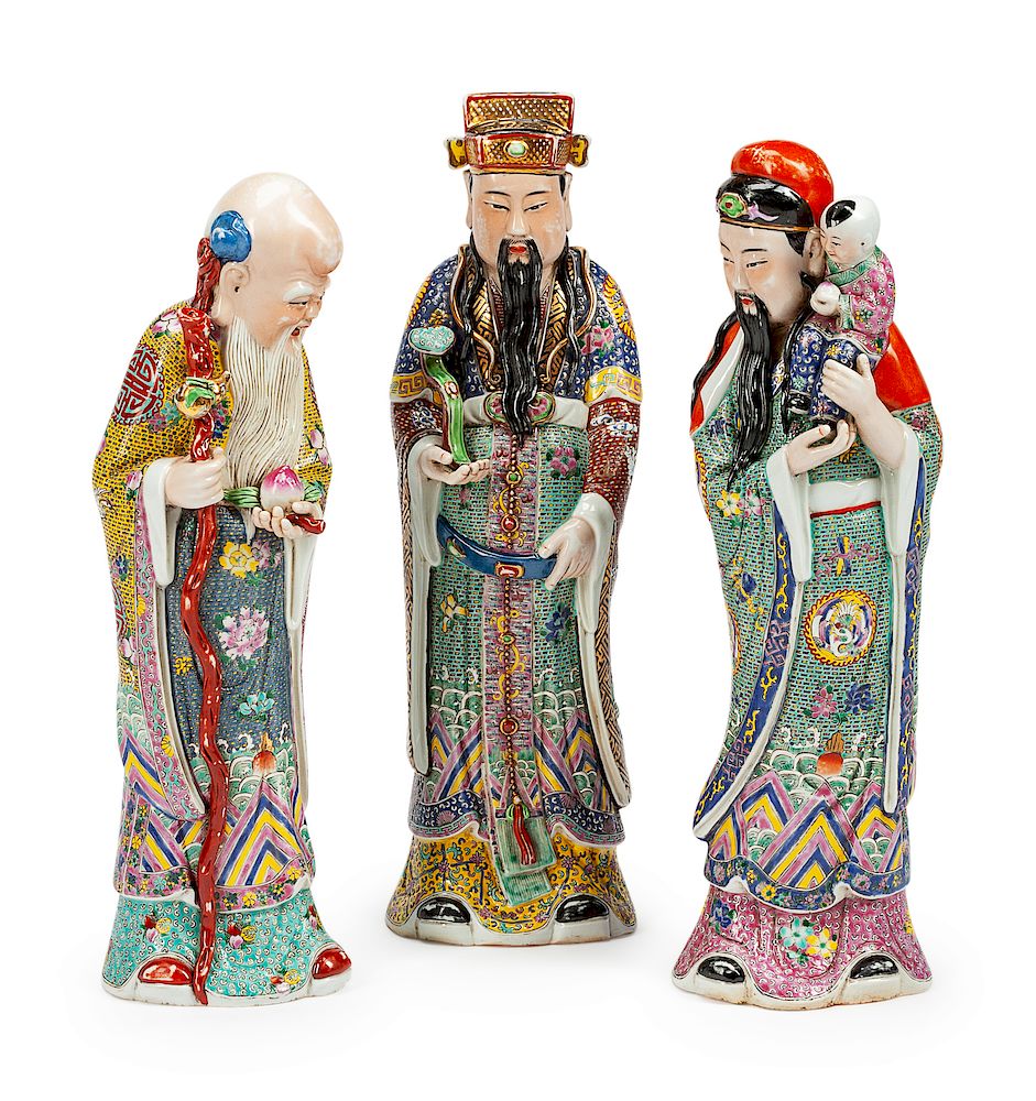 Appraisal: Three Chinese Porcelain Figures of Scholars Three Chinese Porcelain Figures