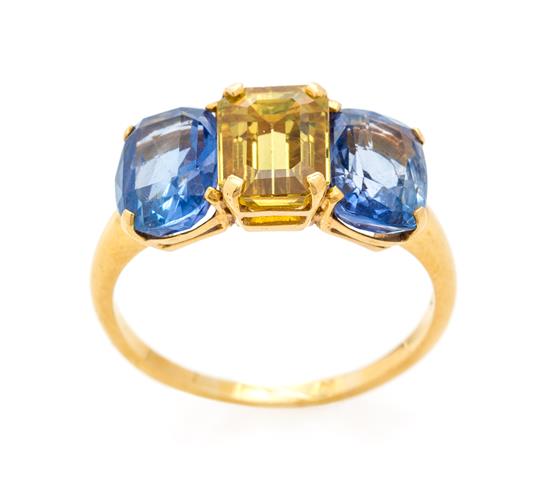 Appraisal: Sale Lot An Karat Yellow Gold Sapphire and Yellow Sapphire