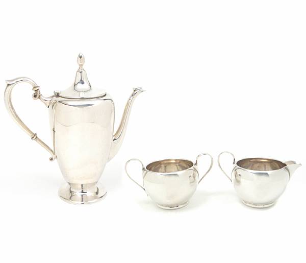 Appraisal: A sterling three piece coffee setFisher Silversmiths Inc Jersey City