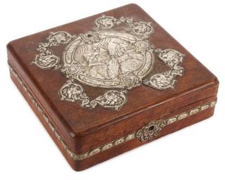 Appraisal: RUSSIAN OAK SILVER METAL WEDDING BOX A RUSSIAN OAK AND