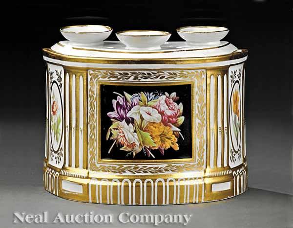 Appraisal: An English Polychrome and Gilt-Decorated Porcelain Demilune Bough Pot with