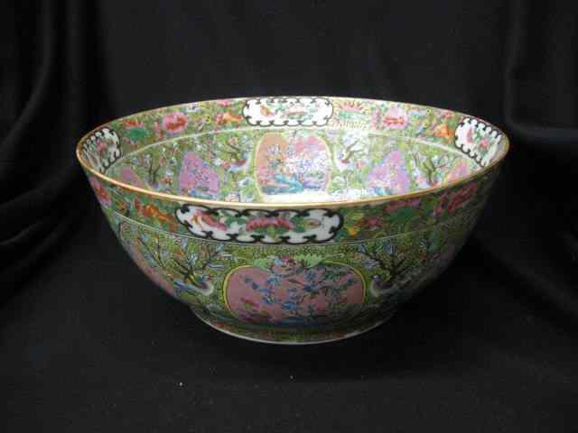 Appraisal: Chinese Famille Rose Type Punchbowl green background with lilac trim