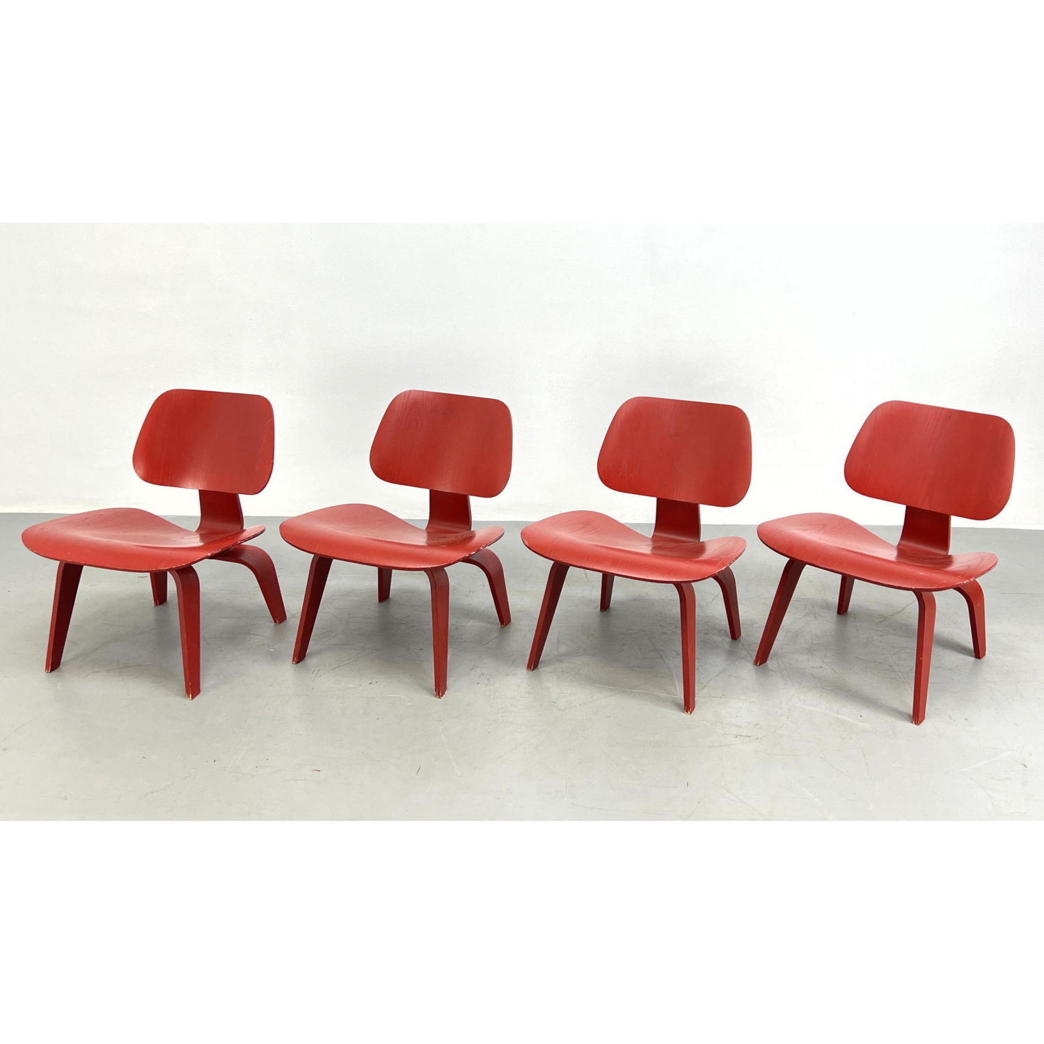 Appraisal: Set pc of Red LCW Chairs Herman Miller Charles Eames