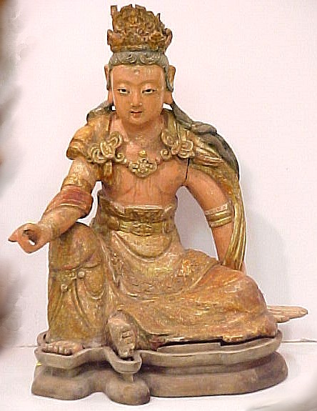 Appraisal: Carved and polychrome figure of Guanyin Asia probably th th