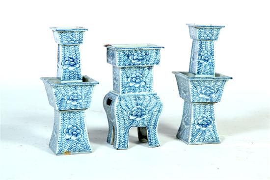 Appraisal: THREE-PIECE ALTAR SET China attributed to late th-early th century