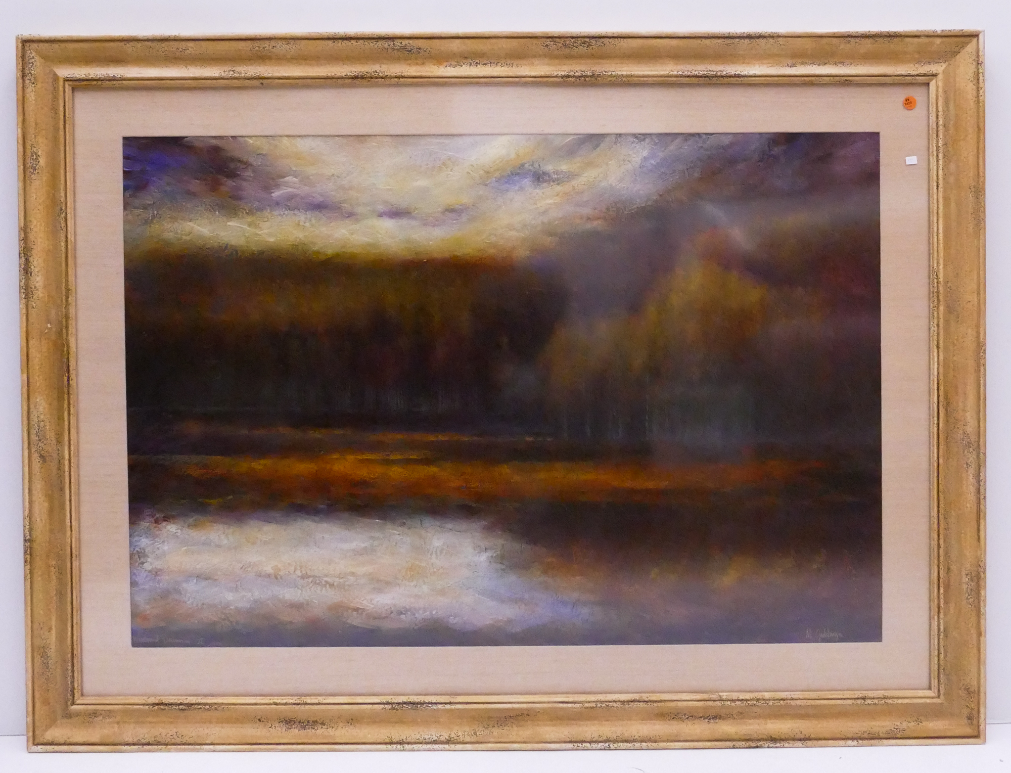 Appraisal: M Giddings ' Woodwind Drawing II' River Scene Painting Gallery