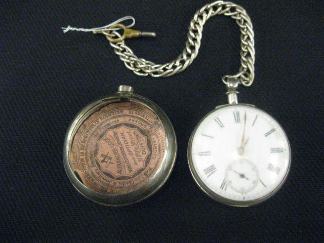 Appraisal: Sterling Silver Pocketwatch English early th century double cased Roman