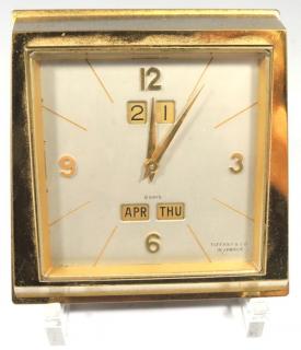 Appraisal: Vintage Tiffany Co Gilt Bronze Desk Clock Circa the slanted