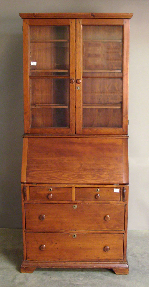 Appraisal: Pine two part secretary th c h w