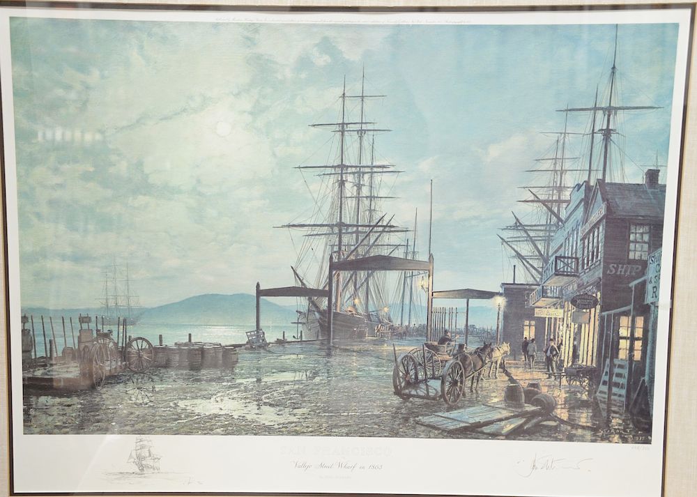 Appraisal: John Stobart b colored lithograph San Francisco sight size x