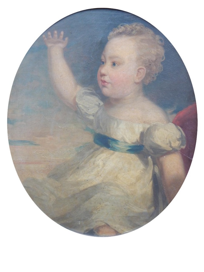 Appraisal: thC British School Portrait of a young child in silk