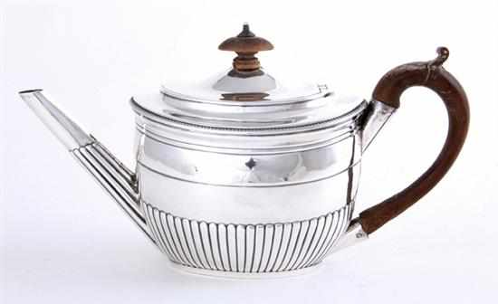 Appraisal: Georgian sterling teapot London dated oval form with reeded base