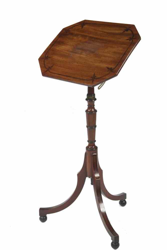 Appraisal: CANDLESTAND - Mahogany Period English Hepplewhite Tilt Top Candle Stand