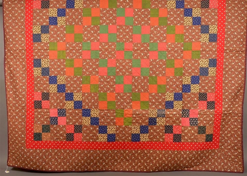 Appraisal: Antique Block Pattern Patchwork Quilt Antique Block Pattern Patchwork Quilt