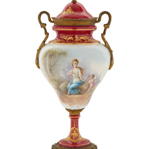 Appraisal: A Gilt Metal Mounted S vres Style Porcelain Urn th