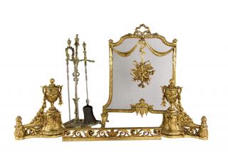 Appraisal: A COLLECTION OF ORMOLU AND BRASS FIREPLACE ELEMENTS A COLLECTION