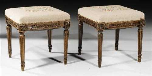 Appraisal: PAIR OF STOOLS Louis XVI Basel end of the th