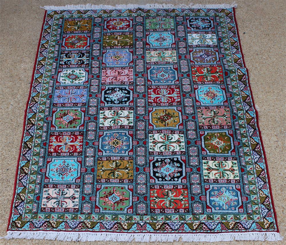 Appraisal: MOROCCAN MULTI-COLORED TILE DESIGN WOOL RUG colors include reds blues