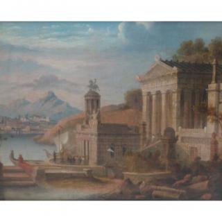 Appraisal: Italian Old Master Painting of Pompeii w Figures th Century