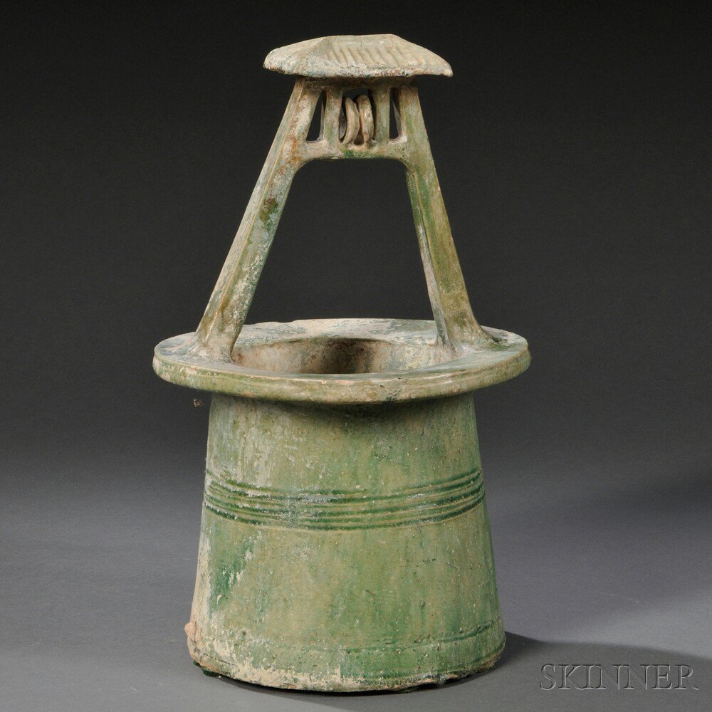 Appraisal: Pottery Well-Head China Han Dynasty style depicting a roof and