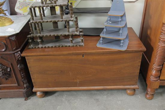 Appraisal: BLANKET CHEST Walnut dovetailed chest with interior til on compressed