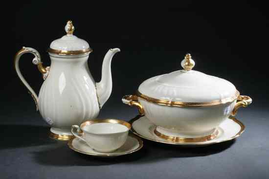 Appraisal: -PIECE ROSENTHAL PORCELAIN DINNER SERVICE ''Parzival-Gold'' pattern Service for twelve