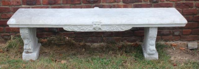 Appraisal: Antique Marble Garden Bench With cherub masques Double sided From