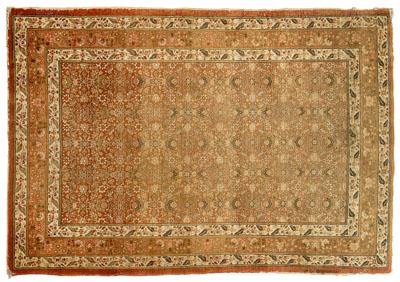 Appraisal: Tabriz rug repeating rows of palmette and floral motifs on