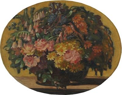 Appraisal: August F Biehle American - Oval format still life oil