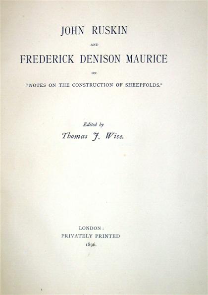 Appraisal: vol Ruskin John Maurice Frederick Denison Notes on The Construction