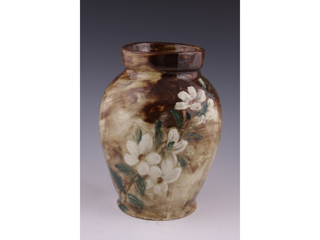 Appraisal: T J Wheatley Vase painted in Barbotine with dogwood flowers