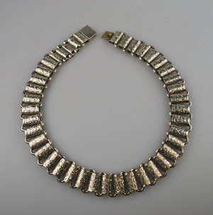 Appraisal: Victorian silver fancy-linked rectangular engraved collar necklace