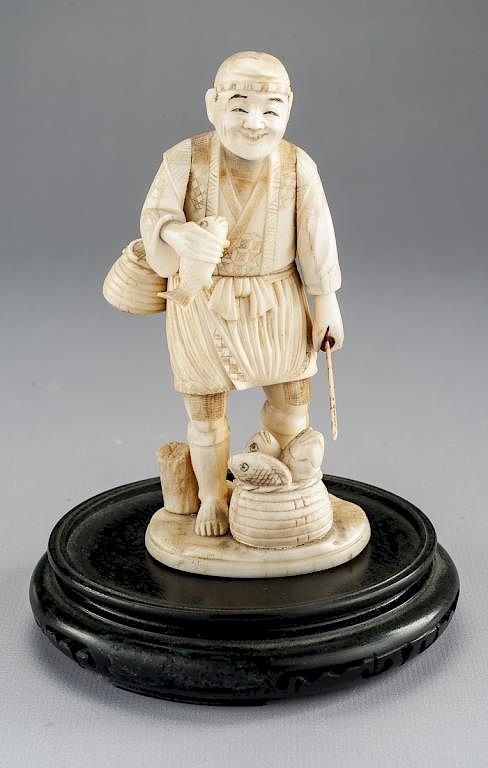 Appraisal: Japanes Ivory Figure of a Fisherman IMPORTANT THIS LOT IS