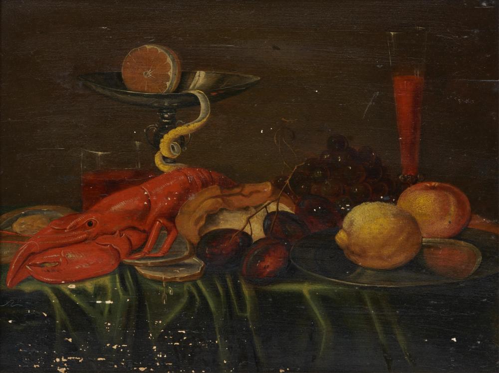 Appraisal: CONTINENTAL SCHOOL th century Still Life with Lobster oil on