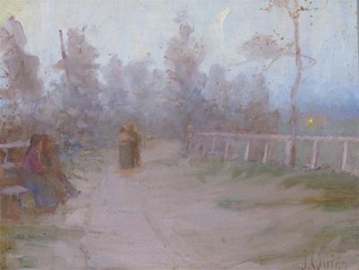 Appraisal: James Peter Quinn Australian - An evening stroll Signed Oil