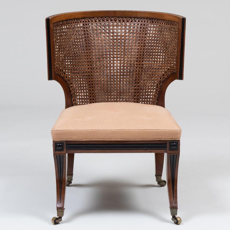 Appraisal: Fine and Rare Regency Mahogany Ebonized and Caned Klismos Chair