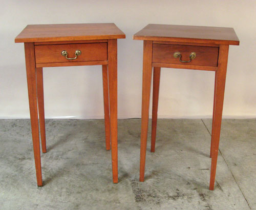 Appraisal: Pair of modern walnut -drawer stands h w and h