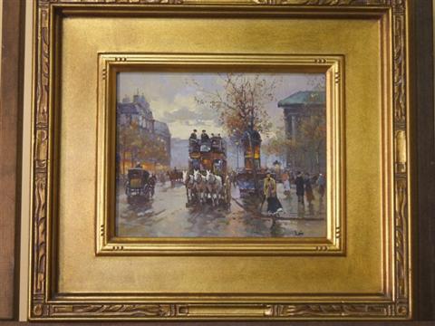 Appraisal: AFTER LUIGI LOIR RAINY PARIS SCENE Oil on canvas x